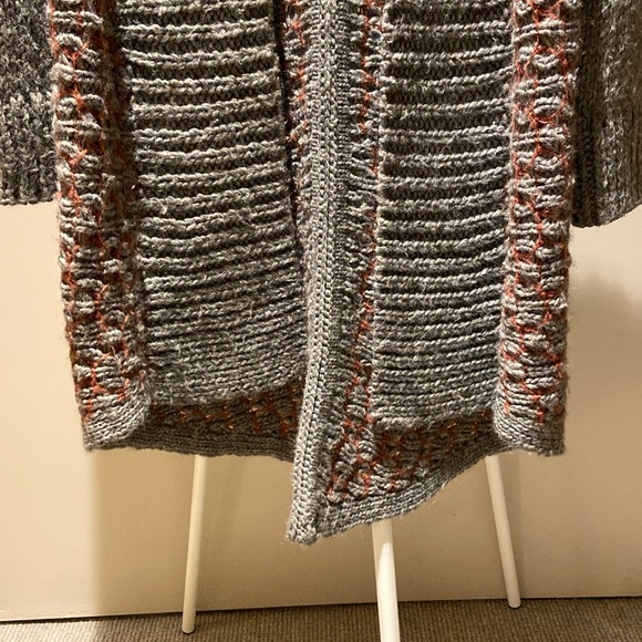 Anthropologie Moth gray longline open cardigan sweater size medium - Picture 7 of 11
